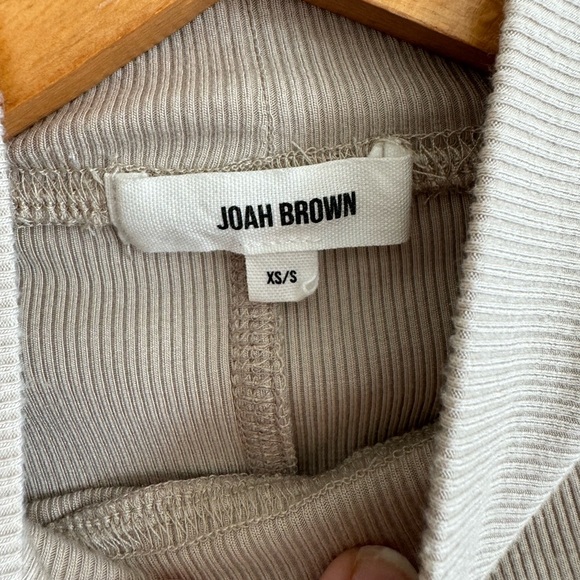 JOAH BROWN Tan/nude STITCH MOCK NECK LONG SLEEVE in Dune flex rib - Picture 7 of 8